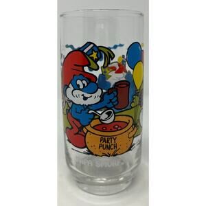 Peyo 1983 Vintage 12 oz Papa Smurf Drinking Glass Party Punch‎